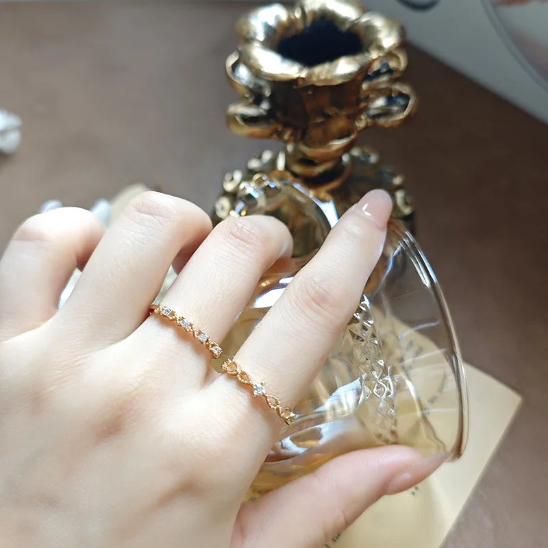 Emotional Factory 925 Sterling Silver 14K Gold Plated Gemstone Cz Zircon Hollow Lace and Zirconia Ring for Women