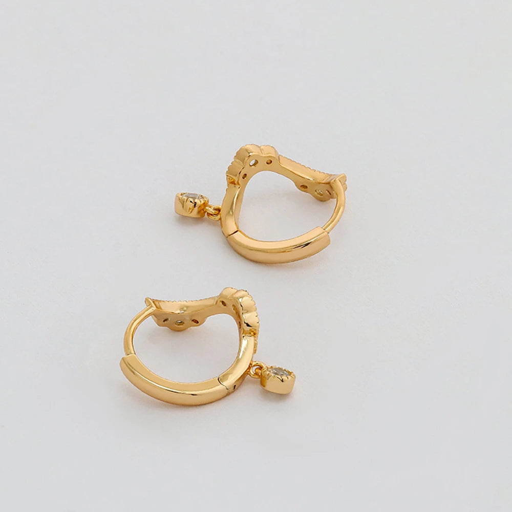 Emotional Factory 925 Sterling Silver 14K Gold Plated Gem Stone Gemstone Cz Zircon Geometric Line Mini Earrings