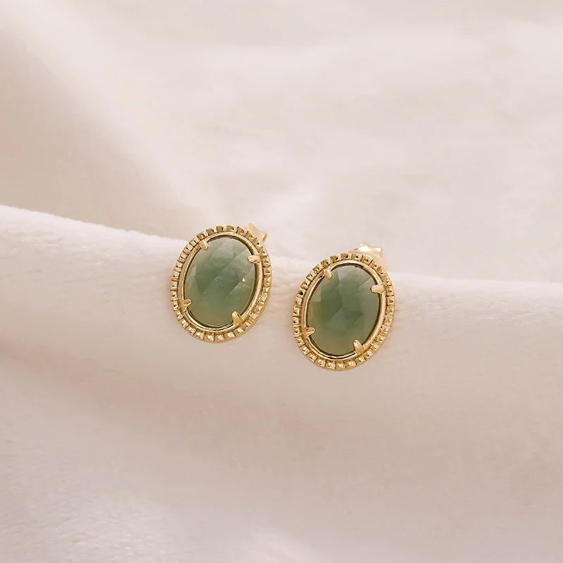 Light Luxury Jewelry 2023 New Sapphire Green Amethyst 925 Silver K Gold Plated Earrings Women's High-end Ear Jewelry Custom