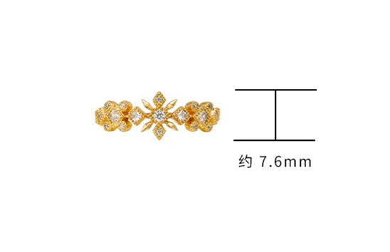 Emotional 925 Sterling Silver 14K Gold Plated Gem Stone Gemstone Cz Zircon Bead Flower Haute Couture Full Set Zirconia Ring
