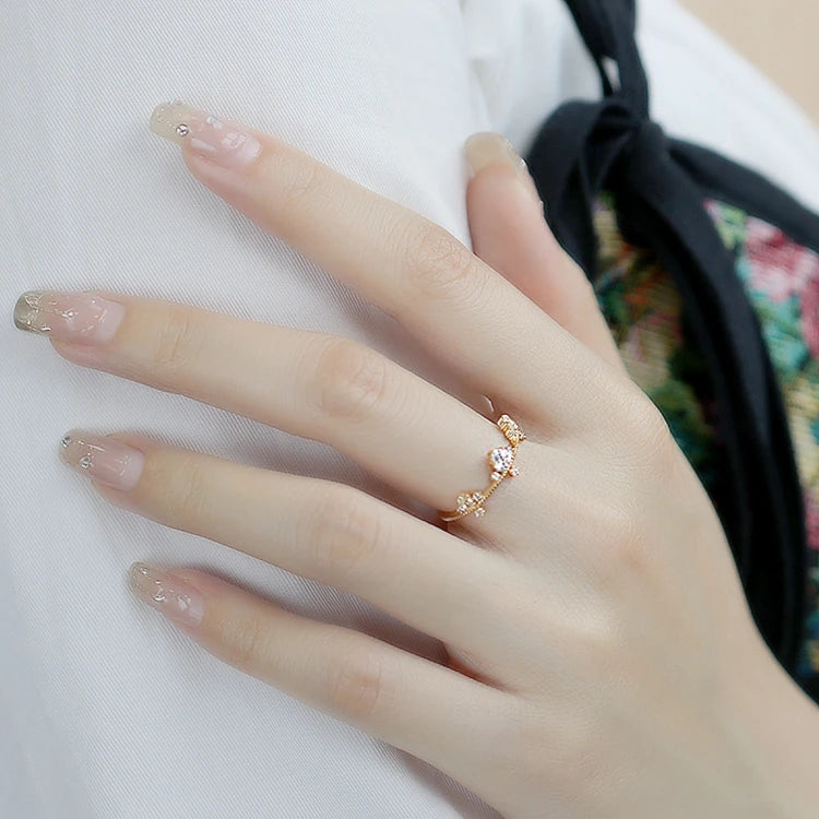 Emotional Factory 925 Sterling Silver 14K Gold Plated Gemstone Heart Irregular Diamond Shaped  Ring