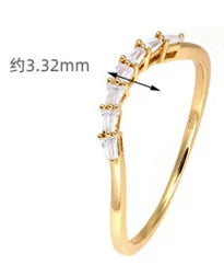 925 Sterling Silver 14K Gold Plated Square Stone Zircon Stacked Ring