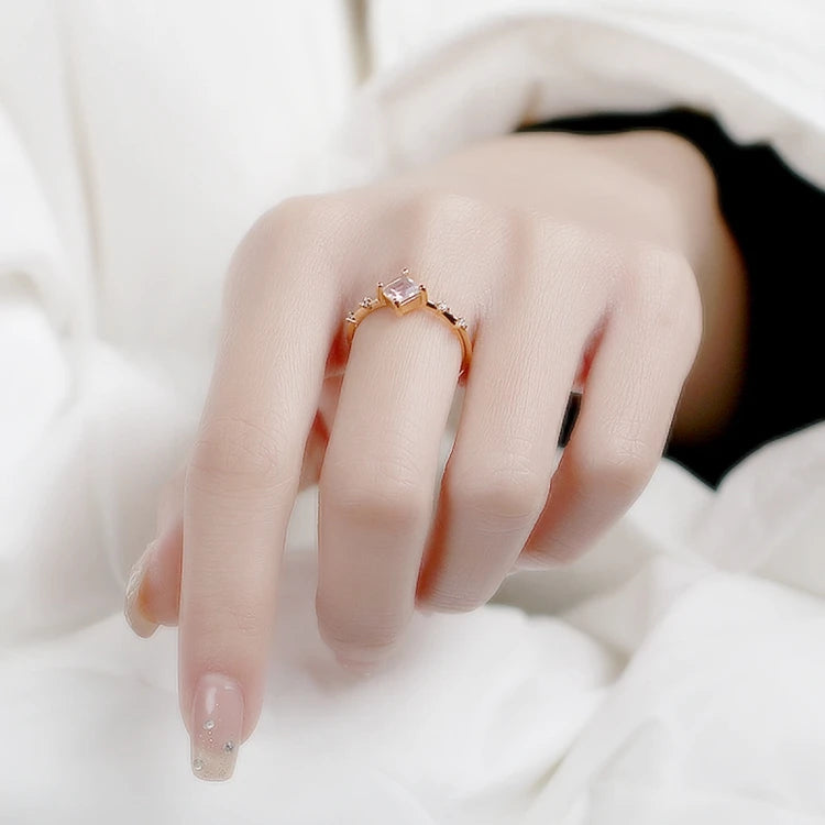 Emotional Factory 925 Sterling Silver 14K Gold Plated Gemstone Zircon Pink Lavender Topaz Ring