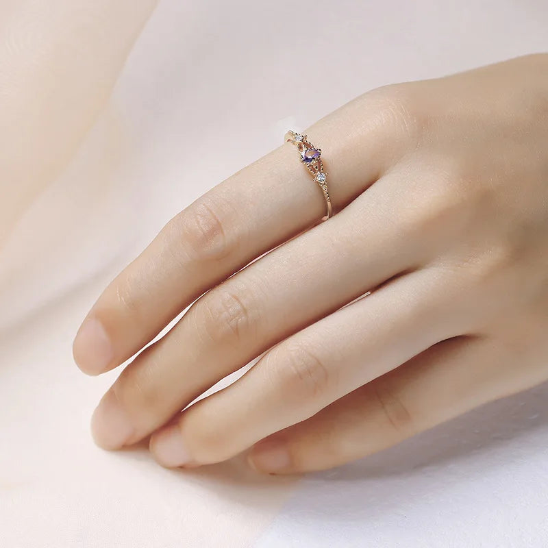 Anel De Prata 925 Sterling Silver 14K Gold Plated Gemstones Classic Water Drop Shape Geometry Zircon Tanzanite Ring