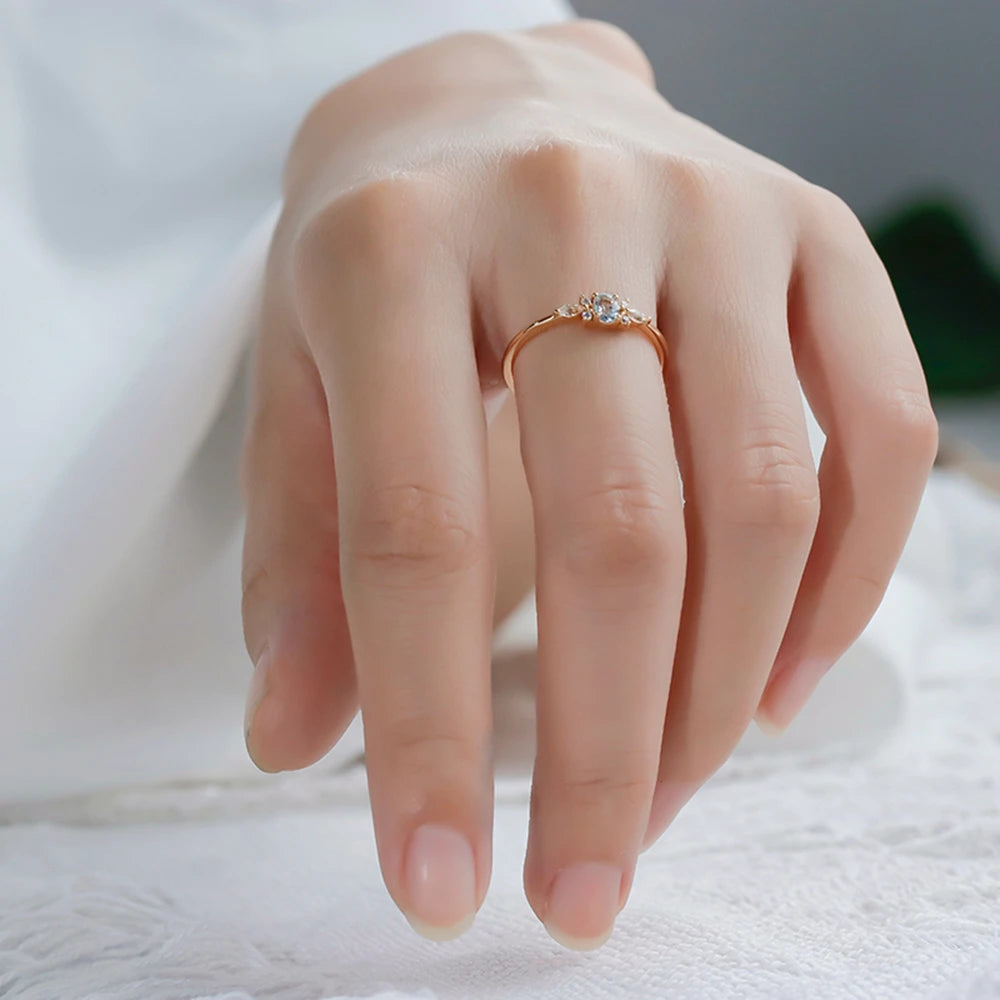 Fashion Water Drops Sky Blue Topaz Ring