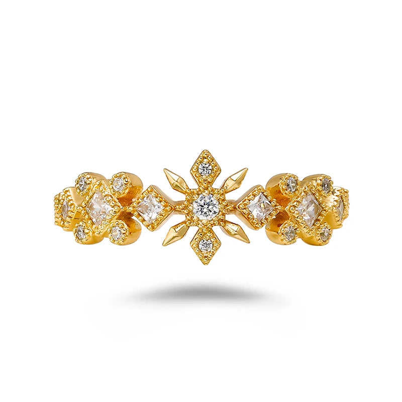 Dunli Jewelry Italian Style Light Luxury High Sense Set Full Zircon S925 Silver Plated Gold Ring Wholesale