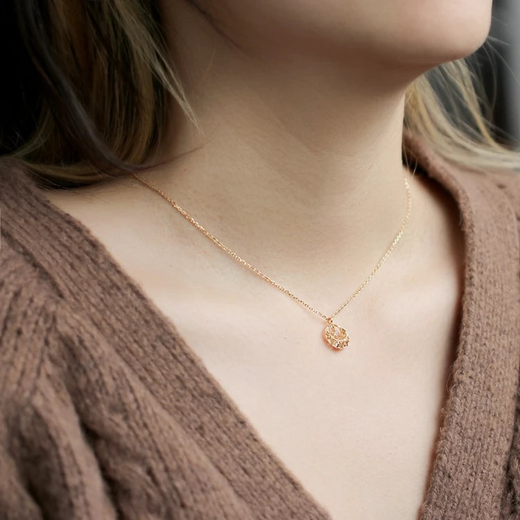 Emotional Factory 925 Sterling Silver 14K Gold Plated Hollow  Moon Stranded Cage Necklace