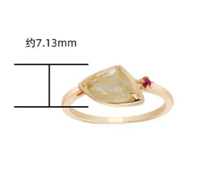 925 Sterling Silver 14K Gold Plated Gemstone Diamond Jade Blonde Crystal Lucky Ring