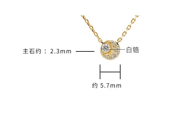 Emotional Factory 925 Sterling Silver 14K Gold Plated Gemstone Minimalist Niche Designs Round Moon Star Necklace for Women