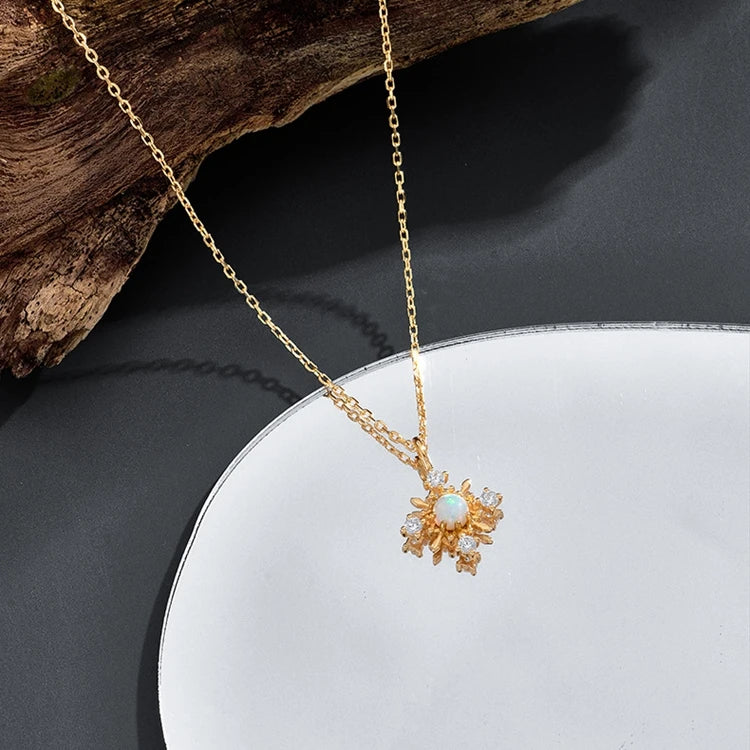 Emotional Factory 925 Sterling Silver 14K Gold Plated Gemstone Diamond Shaped Faux Artificial Opal Sun Necklace