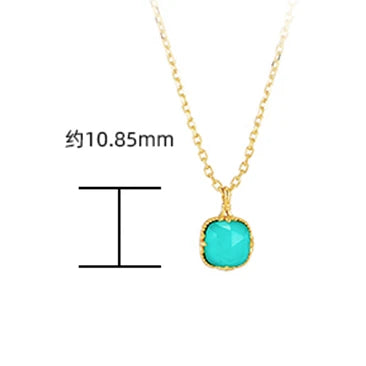 Gem White Rock Crystal Natural Square Turquoise Geometry Necklace