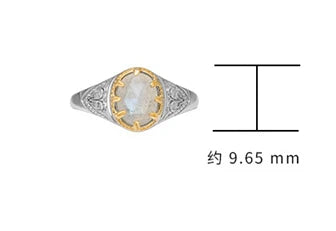 Emotional Factory 925 Sterling Silver 14K Gold Plated Gemstone Layered Two-Colour Plating Vintage Labradorite Ring