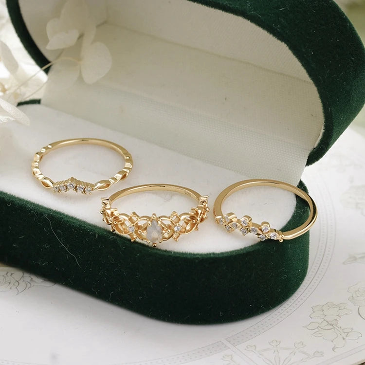 Emotional Factory 925 Sterling Silver 14K Gold Plated Gem Stone Gemstone Cz Zircon Star Paired Ring