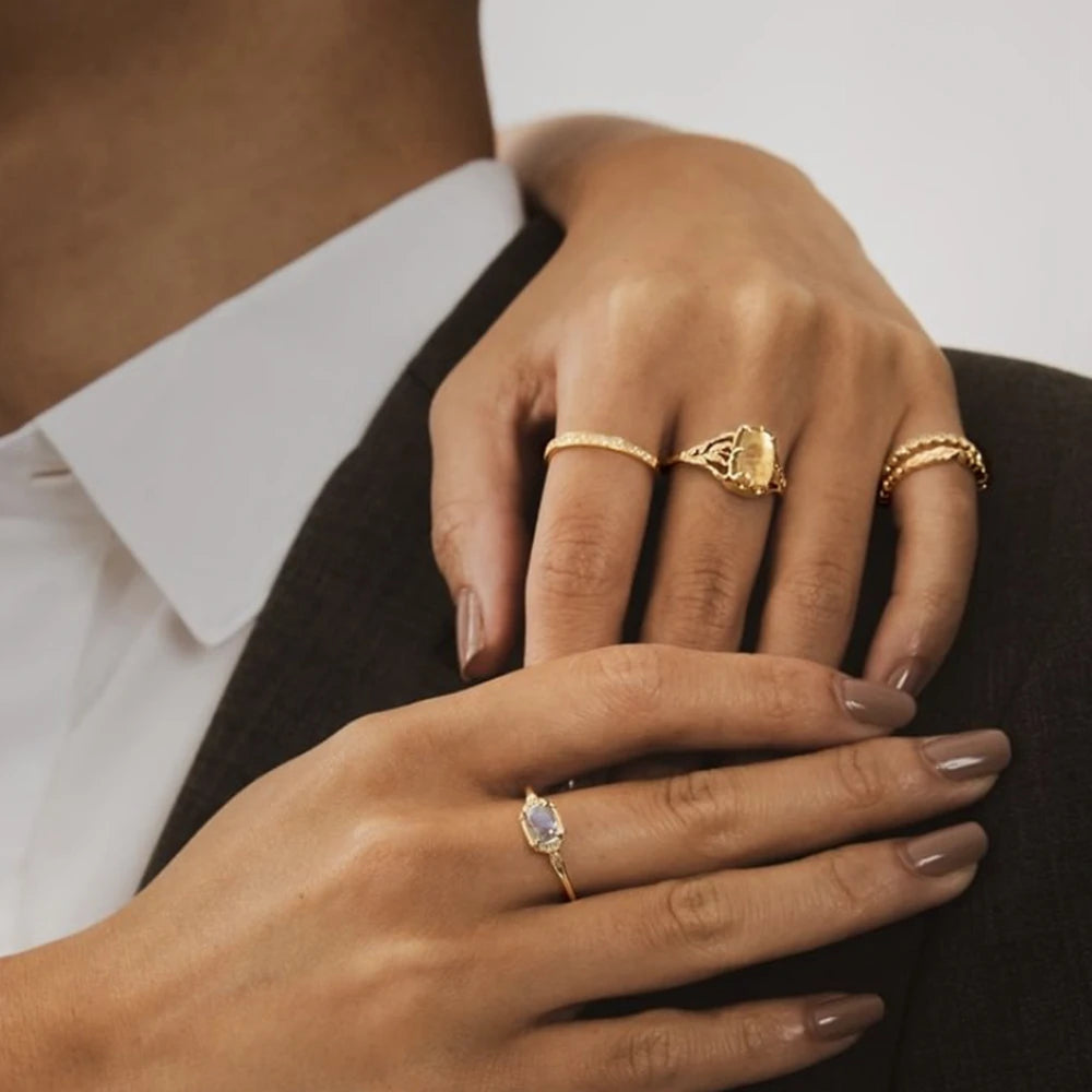 Gemstones Gem Citrine White Shell Romeo Dry Rose Ring