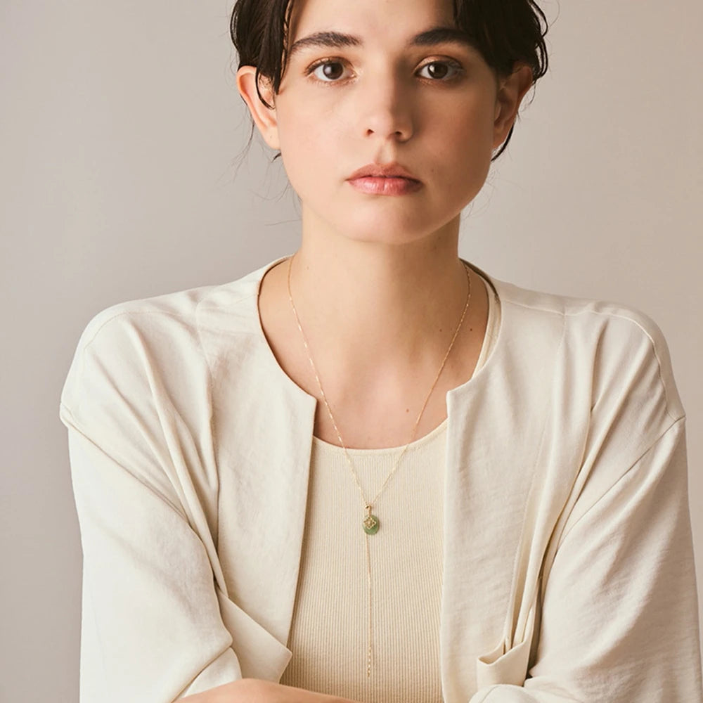 925 Sterling Silver 14K Gold Plated Gem Stone Gemstone Geometric Egg Shape Natural Aventurine Window Flower Double Pendant