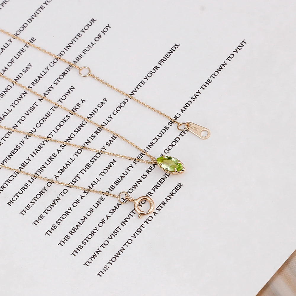 Simplicity Drop Green Peridot Necklace With Natura Stone