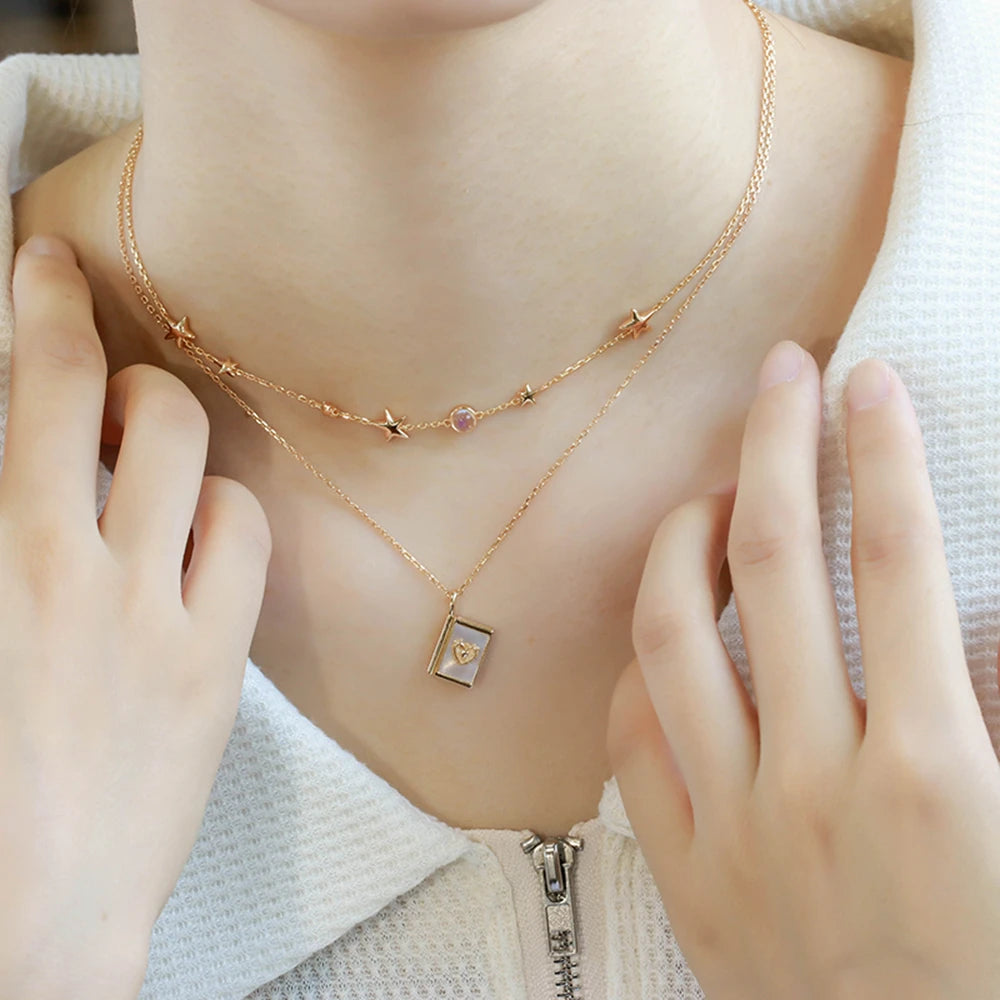 Gemstone Simpler Moonstone Star Necklace