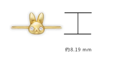 Emotional Factory 925 Sterling Silver 14K Gold Plated Gemstone Zircon Animal Three-Dimensional Cute Wind Rabbit Ring