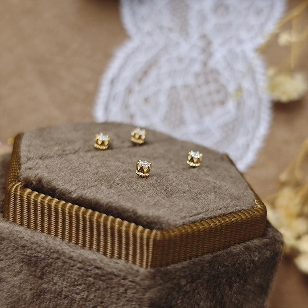 Emotional Factory 925 Sterling Silver 14K Gold Plated Gemstone Time Scarred Track Star Moissanite Earrings