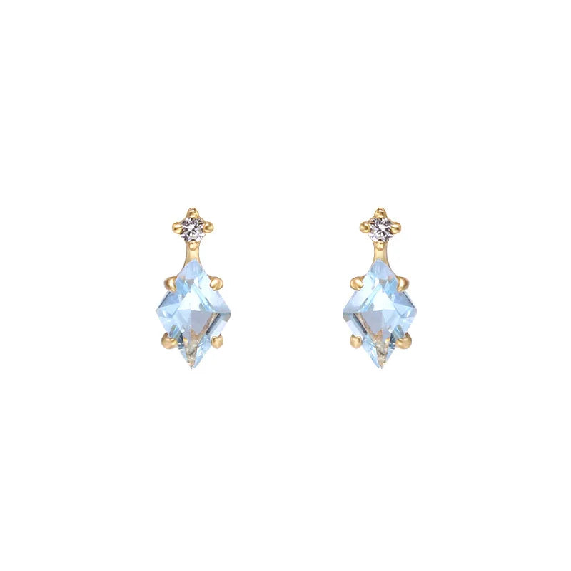 Fashion Simple Style Geometric DiamondS925Silver Plating14KGold Blue Topaz Earrings