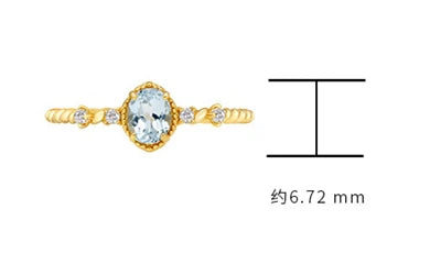 Emotional Factory 925 Sterling Silver 14K Gold Plated Gemstone Grain White Zircon Sky Blue Topaz Ring