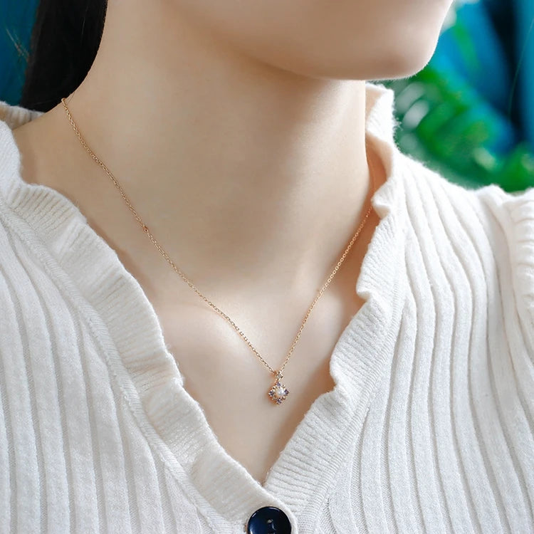 Emotional Factory 925 Sterling Silver 14K Gold Plated Gemstones Flower Rainbow Pearl Tanzanite Stone Necklace