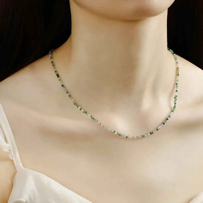 Manufacturer Wholesale Japanese Retro Luxury S925 Silver Plated 14K Gold Agate Beaded Necklace