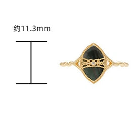 Emotional Factory 925 Sterling Silver 14K Gold Plated Gemstones Zircon Black Phantom Abalone Shell Ring