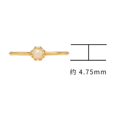 Emotional Factory 925 Sterling Silver 14K Gold Plated Gem Stone Gemstone Simpler Turquoise Opal Ring