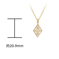 Geometric Diamond Openwork Window Flower Enamel Chain Necklace
