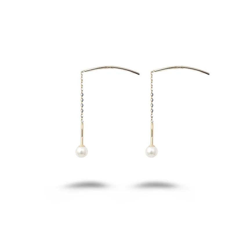 Emotional Factory 925 Sterling Silver 14K Gold Plated Gemstone Freshwater Pearls Long Earrings