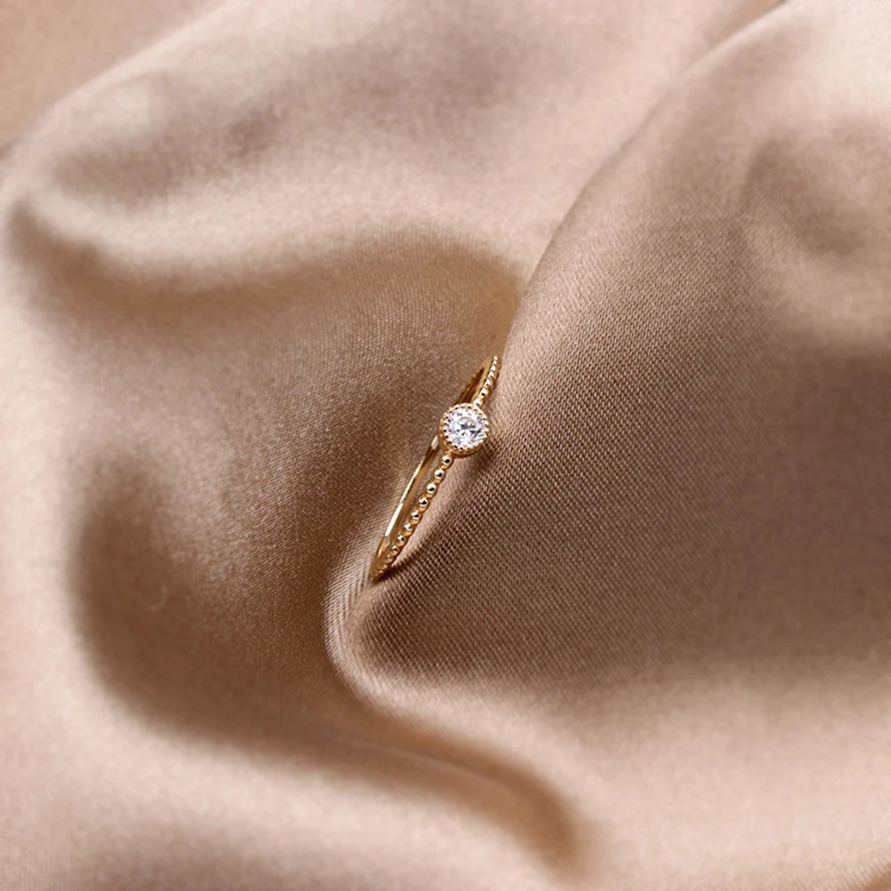 Custom 925 Sterling Silver 14K Gold Plated Natural Stone Gemstone All Match Women Rings Simple Style Fine Single Moissanite Ring