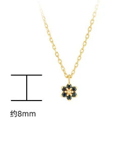 Emotional Factory 925 Sterling Silver 14K Gold Plated Gemstones Small Flower Twist Natural Black Onyx Necklace