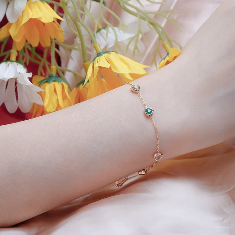 Pulseras De Piedras Naturales 925 Sterling Silver 1Gold Plated Gemstone Grape Natural Green Stone Peridot Chrysoprase Bracelet