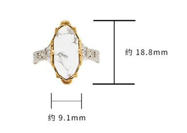 Emotional Factory 925 Sterling Silver 14K Gold Plated Gem Stone Gemstone Retro  Cz Zircon Labradorite White Turquoise Ring