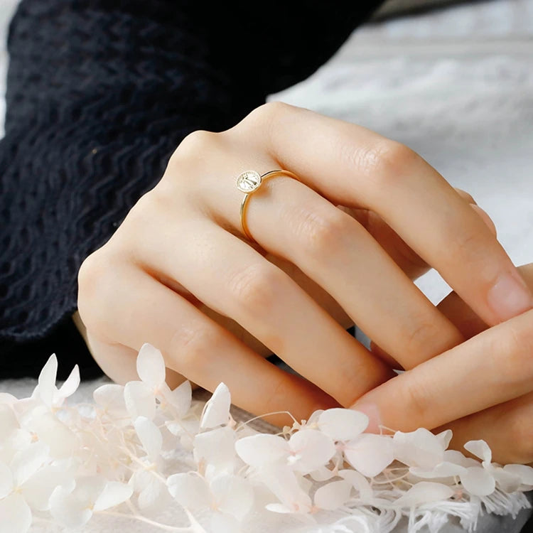 Emotional Factory 925 Sterling Silver 14K Gold Plated Bead Portraits Three-Dimensional Ring Patterned Rings