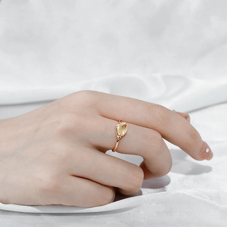 925 Sterling Silver 14K Gold Plated Gemstone Diamond Jade Blonde Crystal Lucky Ring