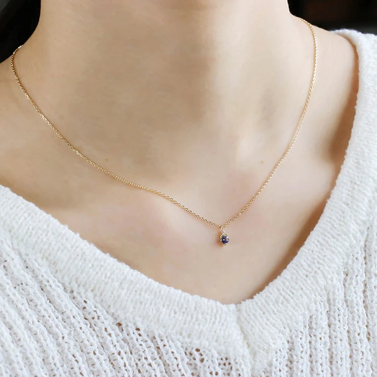 Emotional Factory 925 Sterling Silver 14K Gold Plated Gemstone Zircon Beaded Crown Tanzanite Necklace