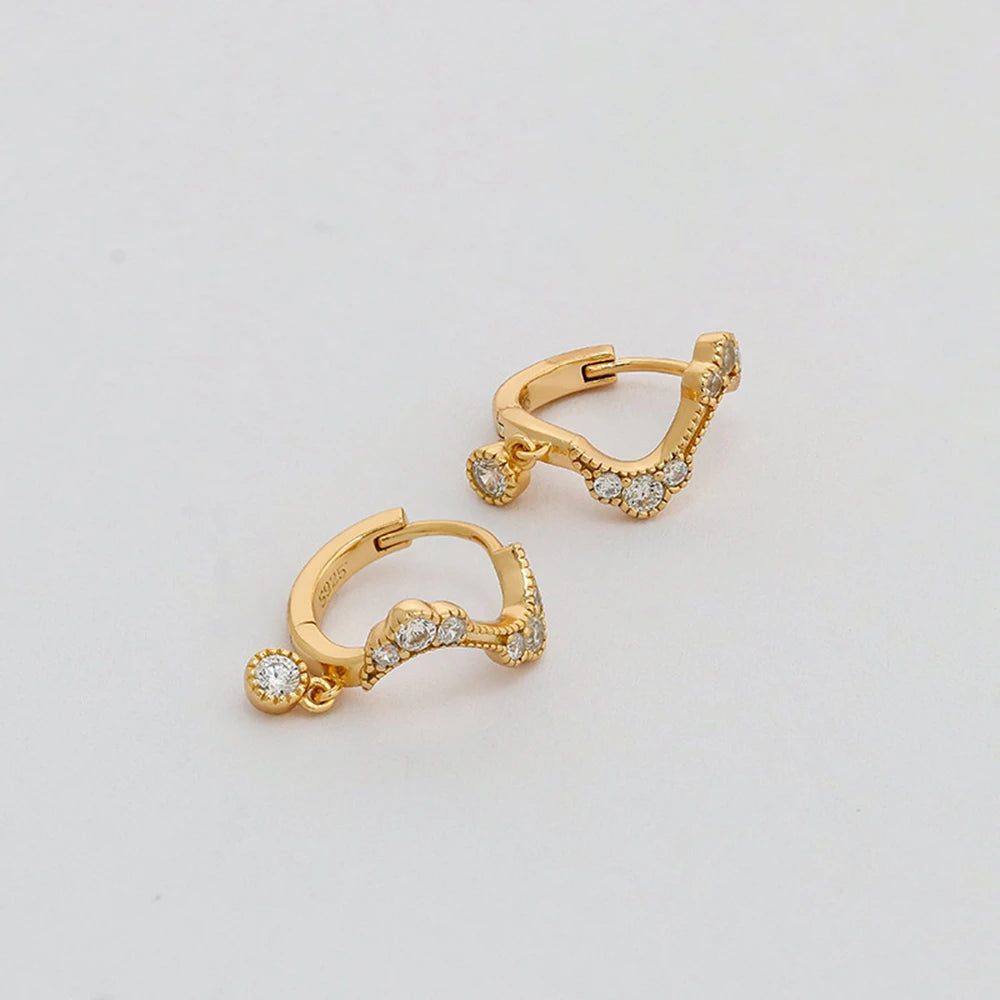 Emotional Factory 925 Sterling Silver 14K Gold Plated Gem Stone Gemstone Cz Zircon Geometric Line Mini Earrings
