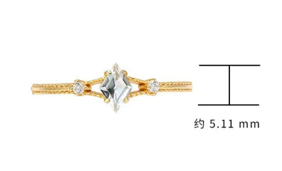 Emotional Factory 925 Sterling Silver 14K Gold Plated Gemstone Geometrical Bead Simple Diamond Topaz Ring