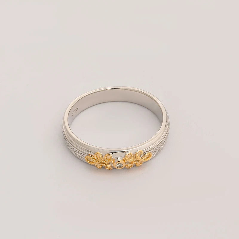 2024 New Arrival National Style Chinese Knot S925 Silver Two  Tones Gold Color Ring
