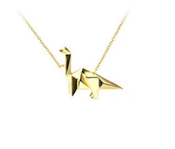 Emotional Factory 925 Sterling Silver 14K Gold Plated Gemstones Animals Stereoscopic Dinosaur Necklace