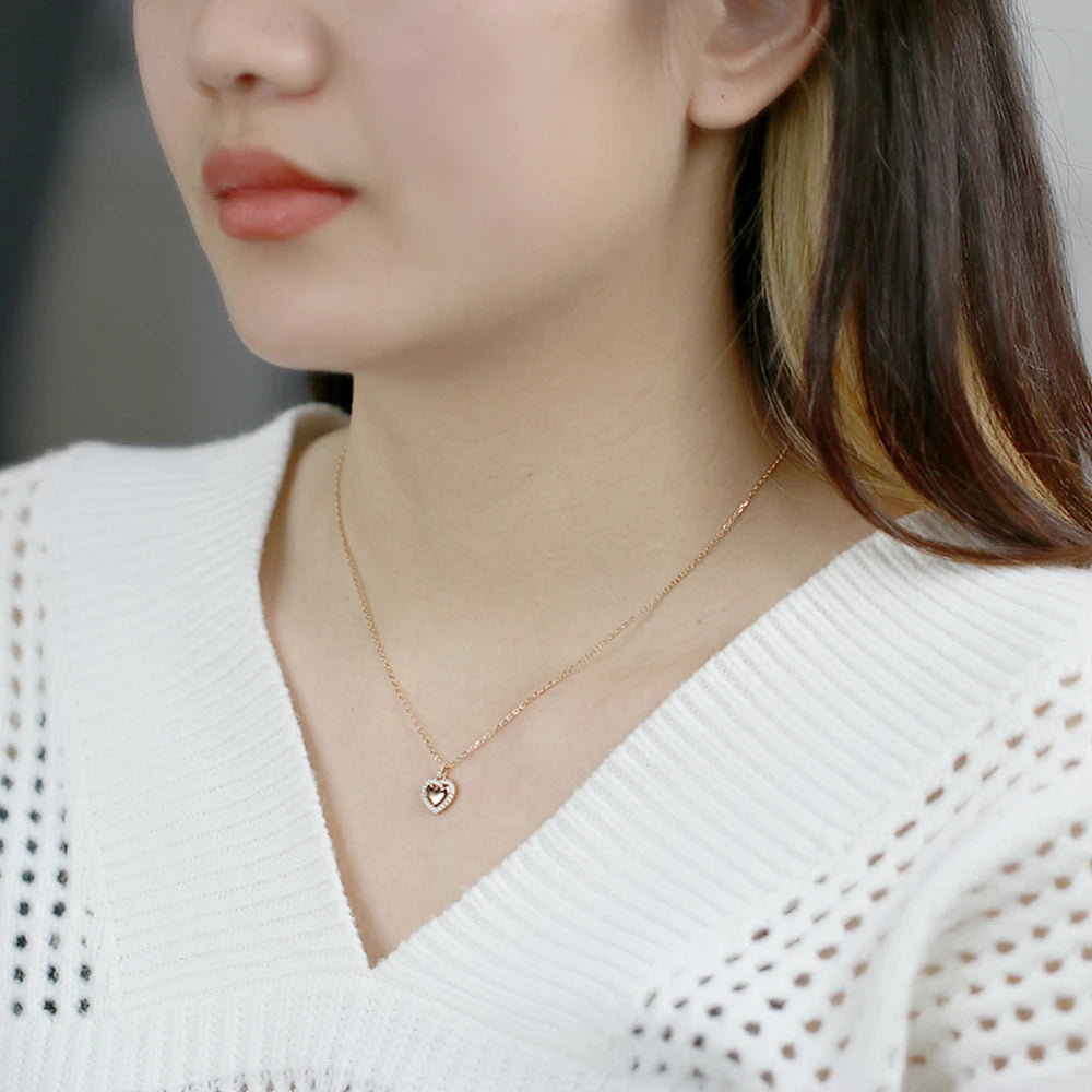 Emotional Factory Jewelry 925 Sterling Silver 14K Gold Plated Zircon Heart Love Necklace