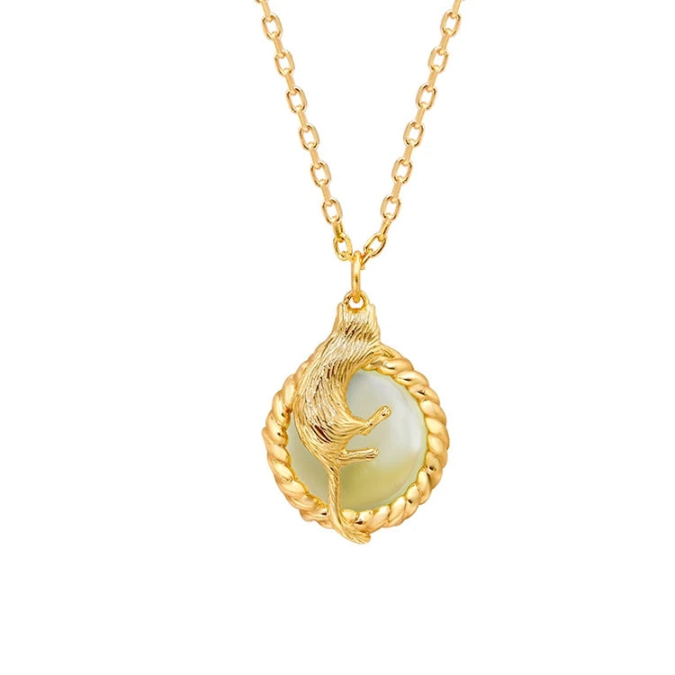 Emotional Factory 925 Sterling Silver 14K Gold Plated Gemstone Cute Cat Coloured Lemon Crystals Necklace