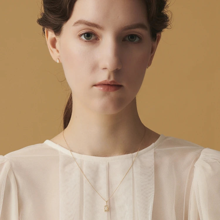 Emotional Factory 925 Sterling Silver 14K Gold Plated Gemstones Bohemian Big Geometric Drop African Opal Necklace