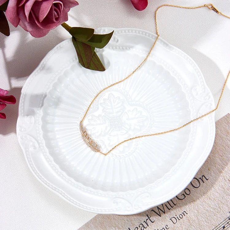 Emotional Factory 925 Sterling Silver 14K Gold Plated Gemstone Leaves Zircon Leaf Necklace