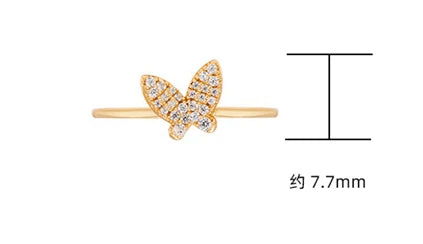 Emotional Factory 925 Sterling Silver 14K Gold Plated Gemstone Minimalist Mini Zircon Butterfly Ring