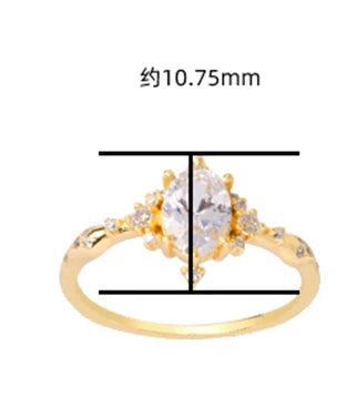 Emotional Anillos De Mujer Joyeria Plata 925 Conjunto 925 Sterling Silver 14K Gold Plated Gemstones Sun Ins  Big Zircon Ring