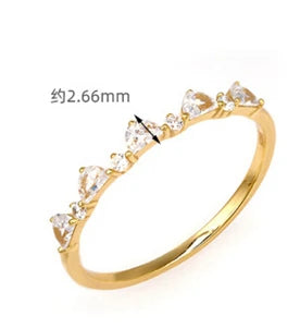 925 Sterling Silver 14K Gold Plated 5 Stone Triangle Shiny Zircon Ring