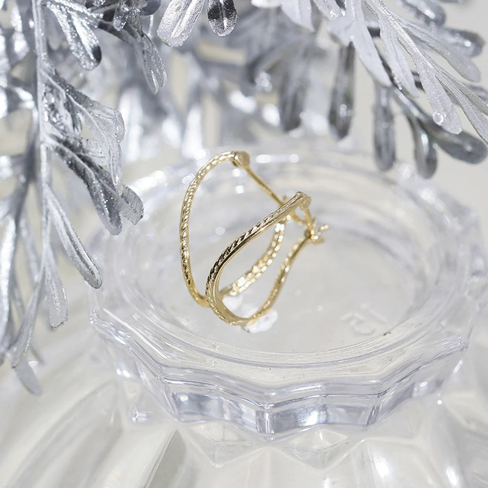 Emotional Factory 925 Sterling Silver 14K Gold Plated Gemstone Fine Jewelry Ring S-Curve Curve Wave Hoop Earrings